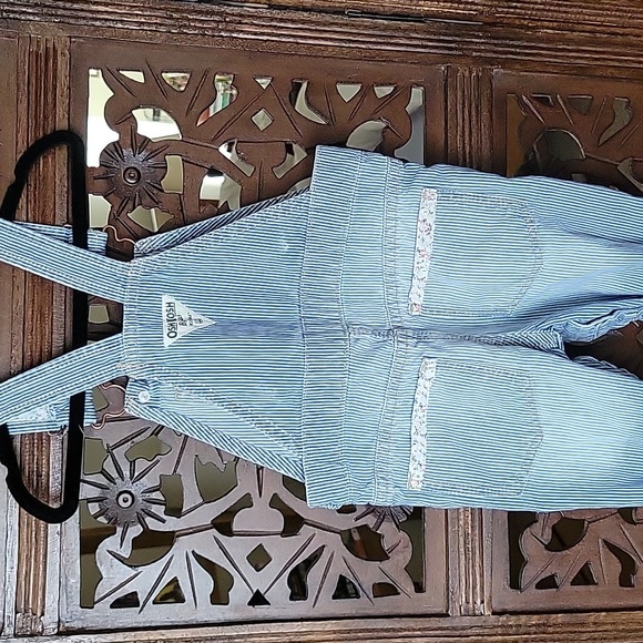 Osh Kosh B'Gosh Hickory Stripe/Floral Overalls - Picture 4 of 5